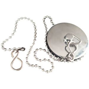 Linghhang - D47 plug with metal trim and L450 mm chain for sink, washbasin or bathtub drain, Linghhang - D47 plug with metal trim and L450 mm chain for sink, washbasin or bathtub drain,