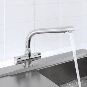 Essentials - Kitchen Tap Dual Twin Lever Modern Mono Sink Mixer Hot Cold Faucet Chrome Finish Essentials - Kitchen Tap Dual Twin Lever Modern Mono Sink Mixer Hot Cold Faucet Chrome Finish