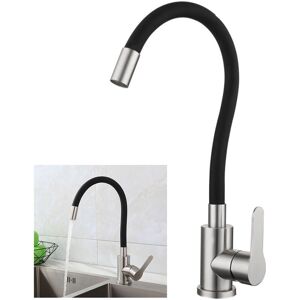 AOUGO Flexible Kitchen Faucet Freely Swivel High Spout Flexible Sink Mixer Tap Brushed Stainless Steel and Black Single Hole Hot and Cold Water Sink Faucet AOUGO Flexible Kitchen Faucet Freely Swivel High Spout Flexible Sink Mixer Tap Brushed Stainless Steel and Black Single Hole Hot and Cold Water Sink Faucet