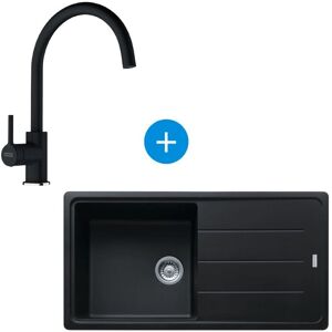 Franke Sink Set 97x50cm with reversible drainer, Fragranit +, Onyx + Swan neck mixer in Fragranit Franke Sink Set 97x50cm with reversible drainer, Fragranit +, Onyx + Swan neck mixer in Fragranit