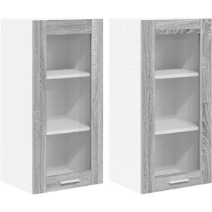 Hanging Cabinet Riga 2 pcs Grey Sonoma 40 x 31 x 80 cm vidaXL Hanging Cabinet Riga 2 pcs Grey Sonoma 40 x 31 x 80 cm vidaXL