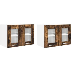 Hanging Cabinet with Door Riga 2 pcs Smoked Oak 60 x 31 x 40 cm vidaXL Hanging Cabinet with Door Riga 2 pcs Smoked Oak 60 x 31 x 40 cm vidaXL