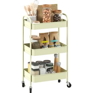 3 Tier Rolling Utility Cart with 3 Mesh Basket, Green - Homcom 3 Tier Rolling Utility Cart with 3 Mesh Basket, Green - Homcom