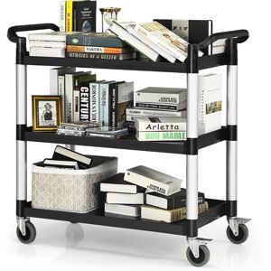 Costway - 3 Tier Service Cart Large Kitchen Storage Trolley with Lockable Wheels Handles Costway - 3 Tier Service Cart Large Kitchen Storage Trolley with Lockable Wheels Handles