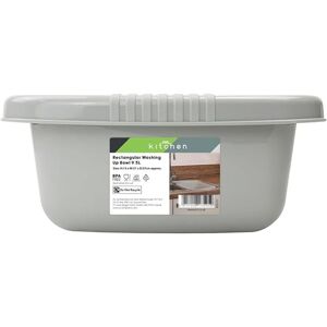 JVL - Plastic Dish Drainer and Rectangular Washing Up Bowl Kitchen Set, Grey JVL - Plastic Dish Drainer and Rectangular Washing Up Bowl Kitchen Set, Grey