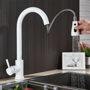 SUGUWORD Kitchen Sink Tap Mixer with Pull Out Sprayer, SUS304 Stainless Steel Kitchen Sink Taps, 360°Swivel High Arc 3 Functions Spray White Kitchen Faucet SUGUWORD Kitchen Sink Tap Mixer with Pull Out Sprayer, SUS304 Stainless Steel Kitchen Sink Taps, 360°Swivel High Arc 3 Functions Spray White Kitchen Faucet