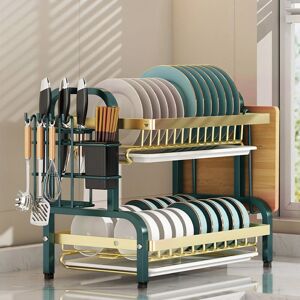 LIVINGANDHOME Kitchen 2-Tier Carbon Steel Dish Rack LIVINGANDHOME Kitchen 2-Tier Carbon Steel Dish Rack