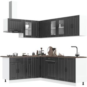 Vidaxl - 11 Piece Kitchen Cabinet Set Lucca Black Engineered Wood Vidaxl - 11 Piece Kitchen Cabinet Set Lucca Black Engineered Wood