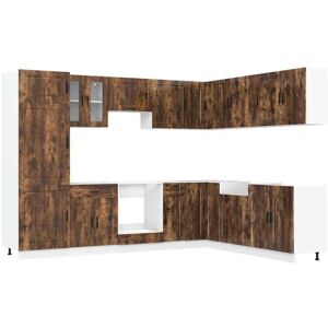 Vidaxl - 14 Piece Kitchen Cabinet Set Porto Smoked Oak Engineered Wood Vidaxl - 14 Piece Kitchen Cabinet Set Porto Smoked Oak Engineered Wood