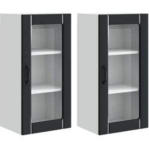 Kitchen Cabinet 2 pcs Black 40 x 31 x 80 cm Engineered Wood vidaXL Kitchen Cabinet 2 pcs Black 40 x 31 x 80 cm Engineered Wood vidaXL