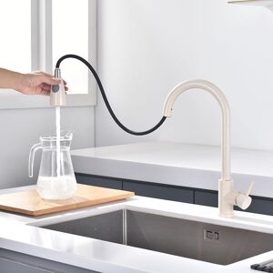 SJQKA Kitchen Faucet - 360° Swivel Mixer Tap with Pull-Out Spray, 3 Spray Modes, Stainless Steel Sink Tap (Oatmeal) SJQKA Kitchen Faucet - 360° Swivel Mixer Tap with Pull-Out Spray, 3 Spray Modes, Stainless Steel Sink Tap (Oatmeal)