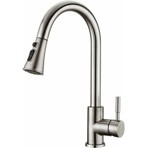DEWDAT Kitchen Faucet - 360° Rotating Kitchen Mixer Tap with Pull-out Spray, 3 Spray Modes Stainless Steel Sink Faucet (Brushed Nickel) DEWDAT Kitchen Faucet - 360° Rotating Kitchen Mixer Tap with Pull-out Spray, 3 Spray Modes Stainless Steel Sink Faucet (Brushed Nickel)
