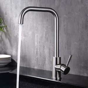 ALWAYSH Kitchen Faucet, 360° Rotating Stainless Steel Faucet, Suitable for Single and Double Sinks, Suitable for Hot and Cold Water, Anti-Fingerprint Kitchen ALWAYSH Kitchen Faucet, 360° Rotating Stainless Steel Faucet, Suitable for Single and Double Sinks, Suitable for Hot and Cold Water, Anti-Fingerprint Kitchen