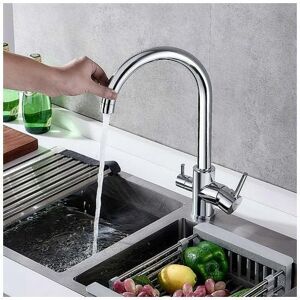 DEWDAT Kitchen Faucet Mixer Tap Single Handle Ceramic Valve One Hole with Filtered 360° Rotatable 2 Ordinary Water Outlet Mode Kitchen Faucet DEWDAT Kitchen Faucet Mixer Tap Single Handle Ceramic Valve One Hole with Filtered 360° Rotatable 2 Ordinary Water Outlet Mode Kitchen Faucet