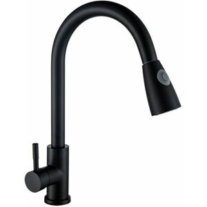 Dewdat - Kitchen Faucet with Pull Down Sprayer, Modern High Arc Gooseneck Hot and Cold Water Faucet, Matte Black Dewdat - Kitchen Faucet with Pull Down Sprayer, Modern High Arc Gooseneck Hot and Cold Water Faucet, Matte Black