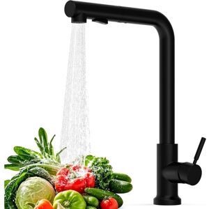 SHUNLI Kitchen faucet with pull-out spray, 360° rotating single-lever kitchen mixer, L-shaped faucet, modern stainless steel faucet, 2 types of jets, SHUNLI Kitchen faucet with pull-out spray, 360° rotating single-lever kitchen mixer, L-shaped faucet, modern stainless steel faucet, 2 types of jets,