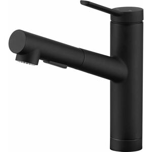 DERRUI Kitchen faucet with pull-out spray, kitchen sink faucet with 2 jets, 120° swivel kitchen faucet, single lever sink mixer, matte black DERRUI Kitchen faucet with pull-out spray, kitchen sink faucet with 2 jets, 120° swivel kitchen faucet, single lever sink mixer, matte black