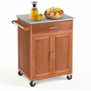 Costway - Kitchen Island Rolling Storage Cabinet Trolley Cart Stainless Steel Countertop Costway - Kitchen Island Rolling Storage Cabinet Trolley Cart Stainless Steel Countertop