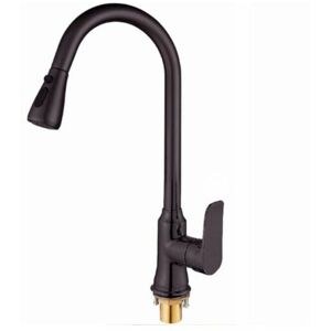 DEWDAT Kitchen Sink Mixer Faucet with Pull Down Sprayer, Single Handle High Arc Pull Out Kitchen Faucet, Single Layer Solid Brass Kitchen Faucet (Black1PCS) DEWDAT Kitchen Sink Mixer Faucet with Pull Down Sprayer, Single Handle High Arc Pull Out Kitchen Faucet, Single Layer Solid Brass Kitchen Faucet (Black1PCS)