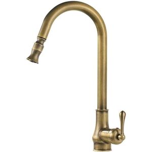 YMYNY Kitchen Sink Mixer Tap with Pull Out Sprayer, Antique Brass Swivel, Single Hole, Hot and Cold Water MUMU YMYNY Kitchen Sink Mixer Tap with Pull Out Sprayer, Antique Brass Swivel, Single Hole, Hot and Cold Water MUMU