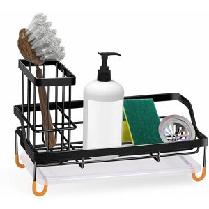 Hoopzi - Kitchen Sink Storage Sponge Brush Holder Organizer for Countertop Stainless Steel - Black Hoopzi - Kitchen Sink Storage Sponge Brush Holder Organizer for Countertop Stainless Steel - Black
