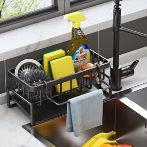 SNQ Kitchen Storage and Organization, Stainless Steel Sink Organizer with Automatic Drain Tray for Sponge Holder, Towel Holder, Great Bathroom SNQ Kitchen Storage and Organization, Stainless Steel Sink Organizer with Automatic Drain Tray for Sponge Holder, Towel Holder, Great Bathroom