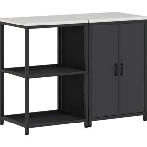 Kitchen Storage Set with Shelf 2 pcs Black Cold-rolled steel vidaXL Kitchen Storage Set with Shelf 2 pcs Black Cold-rolled steel vidaXL