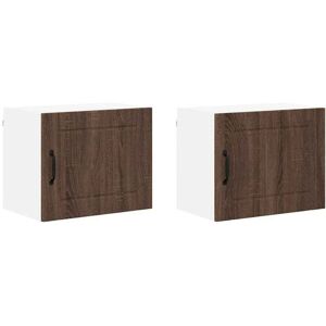 Kitchen Cabinet 2 pcs Brown Oak 50 x 31 x 40 cm Engineered Wood vidaXL Kitchen Cabinet 2 pcs Brown Oak 50 x 31 x 40 cm Engineered Wood vidaXL