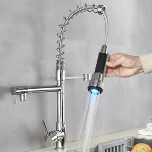 ZAMERY Led Kitchen Sink Mixer Tap black, Spray 360 Degree Rotation Spout, with 3 Colour Temperature Display, Black Hose Single Handle Cold and Hot Water ZAMERY Led Kitchen Sink Mixer Tap black, Spray 360 Degree Rotation Spout, with 3 Colour Temperature Display, Black Hose Single Handle Cold and Hot Water