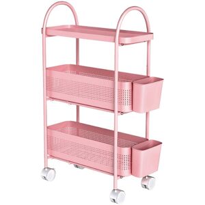 Levede 3 Tier Narrow Kitchen Trolley Cart with Pull-Out Baskets & Storage Bins Levede 3 Tier Narrow Kitchen Trolley Cart with Pull-Out Baskets & Storage Bins