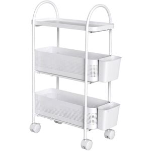 Levede 3 Tier Narrow Trolley Cart on Wheels Pull out and Hanging Storage Basket Levede 3 Tier Narrow Trolley Cart on Wheels Pull out and Hanging Storage Basket
