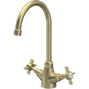 NUIE Traditional Mono Mixer Kitchen Tap with Crosshead Handles - Brushed Brass NUIE Traditional Mono Mixer Kitchen Tap with Crosshead Handles - Brushed Brass