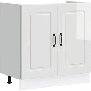 Sink Base Cabinet Kalmar High Gloss White 80x46x81.5 cm Engineered Wood vidaXL Sink Base Cabinet Kalmar High Gloss White 80x46x81.5 cm Engineered Wood vidaXL