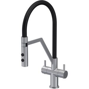 Nuie - Modern Kitchen Mono Mixer Tap with 2 Lever Handles, 436mm - Brushed Nickel Nuie - Modern Kitchen Mono Mixer Tap with 2 Lever Handles, 436mm - Brushed Nickel