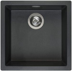 Reginox Amsterdam 40 Integrated Single Bowl Granite Kitchen Sink Black Silvery Reginox Amsterdam 40 Integrated Single Bowl Granite Kitchen Sink Black Silvery