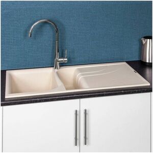Reginox - Elleci EGO475 Kitchen Sink 1.5 Bowl Cream Granite Inset Reversible Waste - Beige Reginox - Elleci EGO475 Kitchen Sink 1.5 Bowl Cream Granite Inset Reversible Waste - Beige