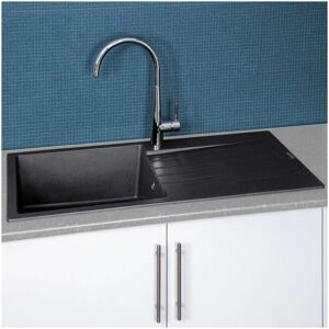 Reginox Harlem10 Kitchen Sink Single Bowl Black Granite Reversible Drainer Waste Reginox Harlem10 Kitchen Sink Single Bowl Black Granite Reversible Drainer Waste