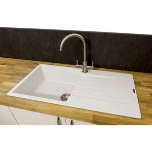 Reginox - Harlem10 Kitchen Sink Single Bowl White Granite Inset Reversible Waste Reginox - Harlem10 Kitchen Sink Single Bowl White Granite Inset Reversible Waste