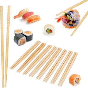 Relaxdays - asia deluxe Chopsticks, 10 Pairs, Reusable Asian Utensils, Chopstick Set, Non-slip, 24 cm, Bamboo, Natural Relaxdays - asia deluxe Chopsticks, 10 Pairs, Reusable Asian Utensils, Chopstick Set, Non-slip, 24 cm, Bamboo, Natural
