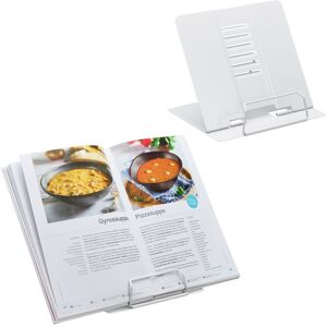 Relaxdays - Book Stand, Set of 2, Cookbook Holder, Height Adjustable, for Reading, Kitchen Recipe Support, Steel, White Relaxdays - Book Stand, Set of 2, Cookbook Holder, Height Adjustable, for Reading, Kitchen Recipe Support, Steel, White