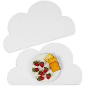 Relaxdays Children's Place Mat Set, 2x Pack, Cloud Design, Silicone, Easy to Clean, W x D: 47.5 x 26.5 cm, Light Grey Relaxdays Children's Place Mat Set, 2x Pack, Cloud Design, Silicone, Easy to Clean, W x D: 47.5 x 26.5 cm, Light Grey
