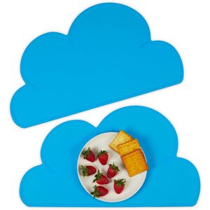 Relaxdays Children's Place Mat Set, 2x Pack, Cloud Design, Silicone, Easy to Clean, Kitchen, W x D: 47.5 x 26.5 cm, Blue Relaxdays Children's Place Mat Set, 2x Pack, Cloud Design, Silicone, Easy to Clean, Kitchen, W x D: 47.5 x 26.5 cm, Blue