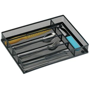 Relaxdays Cutlery Tray, 5 x 23.5 x 32 cm, 5 Compartments, Organiser, Divider, Kitchen Drawer Insert, Metal, Anthracite Relaxdays Cutlery Tray, 5 x 23.5 x 32 cm, 5 Compartments, Organiser, Divider, Kitchen Drawer Insert, Metal, Anthracite
