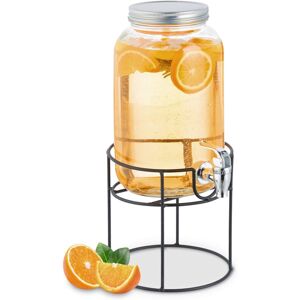 Beverage Dispenser with Insert, Tap & Lid, Glass, Lemonade Container, Water Reservoir, 3.3 Litres, Transparent - Relaxdays Beverage Dispenser with Insert, Tap & Lid, Glass, Lemonade Container, Water Reservoir, 3.3 Litres, Transparent - Relaxdays