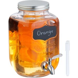 Retro Drink Dispenser, Vol. 4L, Beverage Container, Party Accessory, Tap and Lid, Glass & Plastic, Transparent - Relaxdays Retro Drink Dispenser, Vol. 4L, Beverage Container, Party Accessory, Tap and Lid, Glass & Plastic, Transparent - Relaxdays