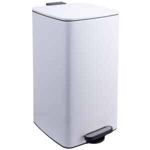 Relaxdays kitchen bin, 30 litres, soft-close lid, removable inner bin, matt metal, square pedal bin, white Relaxdays kitchen bin, 30 litres, soft-close lid, removable inner bin, matt metal, square pedal bin, white