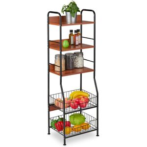 Relaxdays Kitchen Rack, 5 Levels, Fruit & Vegetable Baskets, HWD: 121.5 x 40 x 30 cm, Storage Shelf, Metal & MDF, Black Relaxdays Kitchen Rack, 5 Levels, Fruit & Vegetable Baskets, HWD: 121.5 x 40 x 30 cm, Storage Shelf, Metal & MDF, Black