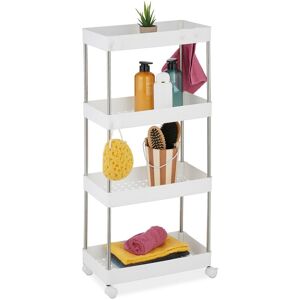 Niche Trolley, 4 Shelves, Narrow Kitchen & Bathroom Cart, HxWxD: 88 x 41.5 x 23.5 cm, Rolling Shelf, White - Relaxdays Niche Trolley, 4 Shelves, Narrow Kitchen & Bathroom Cart, HxWxD: 88 x 41.5 x 23.5 cm, Rolling Shelf, White - Relaxdays