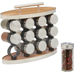 Relaxdays Spice Rack, 12 Glass Jars, Stainless Steel, H x W x D: 23.5 x 28 x 12 cm, Silver/Natural Relaxdays Spice Rack, 12 Glass Jars, Stainless Steel, H x W x D: 23.5 x 28 x 12 cm, Silver/Natural
