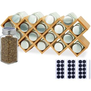 Relaxdays spice rack, bamboo, HWD: 25.5x43x9.5 cm, jars, labels, pen, spice stand, worktop, kitchen, natural Relaxdays spice rack, bamboo, HWD: 25.5x43x9.5 cm, jars, labels, pen, spice stand, worktop, kitchen, natural